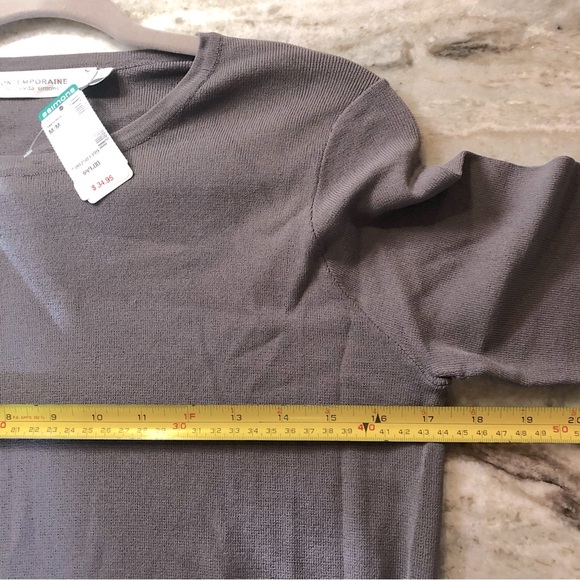 ☀️ NWT Simons Contemporaine Grey Knit Half Sleeve Sweater in Size Medium - Picture 8 of 8